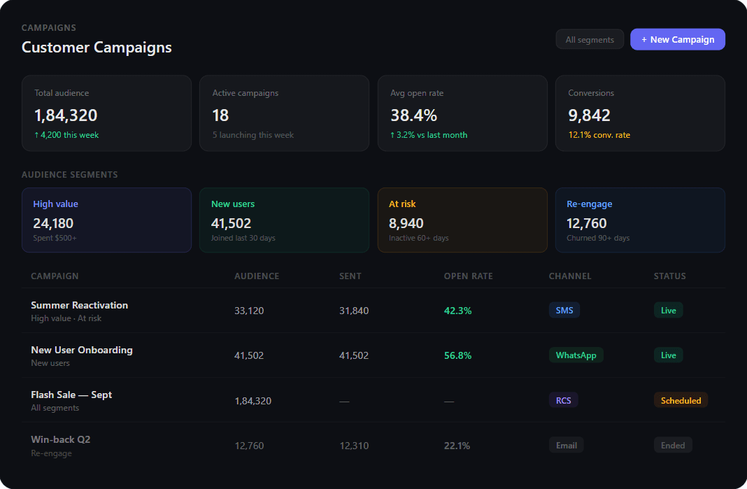 Baynix Campaigns — audience segmentation